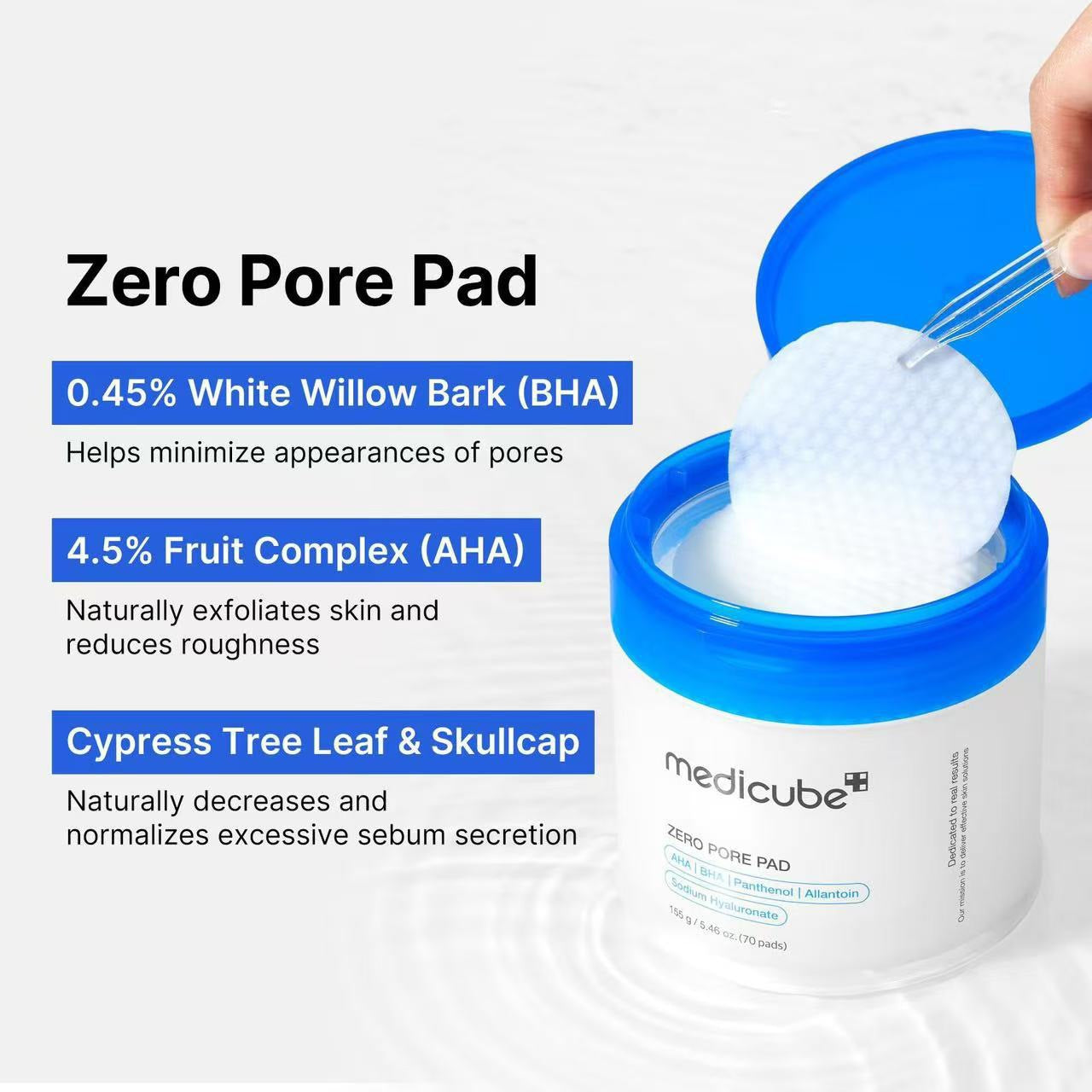 Tk Cross-Border Amazon Lactic Acid Moisturizing Facial Care Medi Pore Pad Facial Toning Exfoliating Cleansing Cotton Sheet